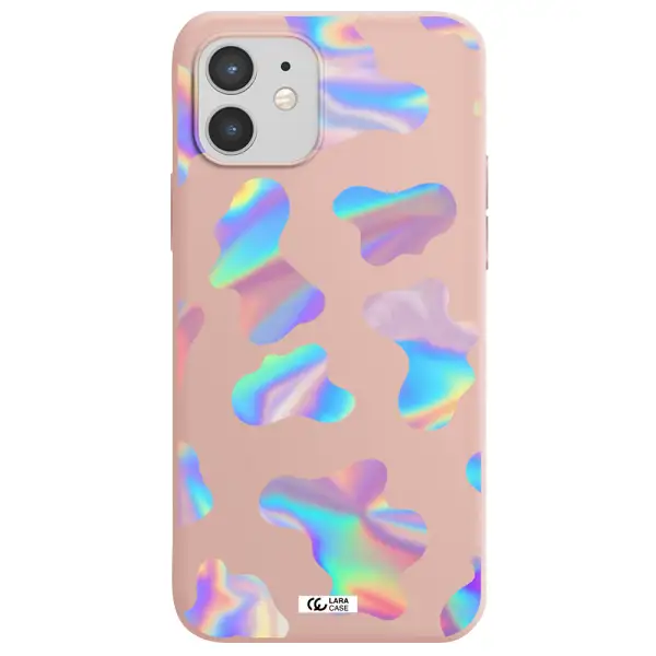 Colorful Spots Apple iPhone 12 Silicone pastel pink Case