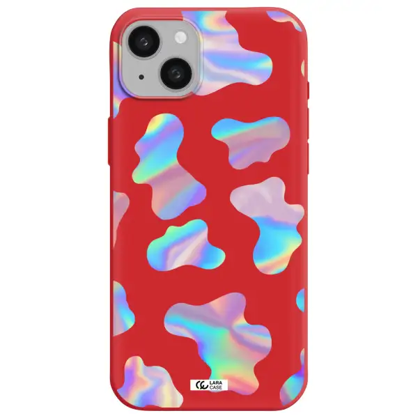 Colorful Spots Apple iphone 15 plus Silicone Imperial Red Case