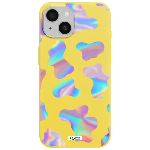 Colorful Spots Apple iPhone 15 Silicone canary yellow Case