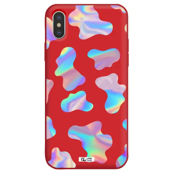 Colorful Spots Apple iPhone X Silicone Imperial Red Case