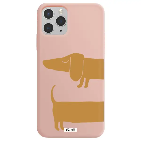 Dachshund Apple iPhone 11 pro max Silicone pastel pink Case