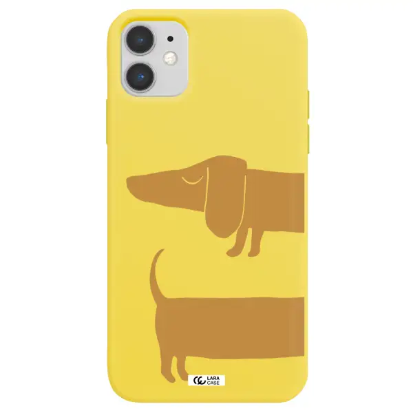 Dachshund Apple iPhone 11 Silicone canary yellow Case