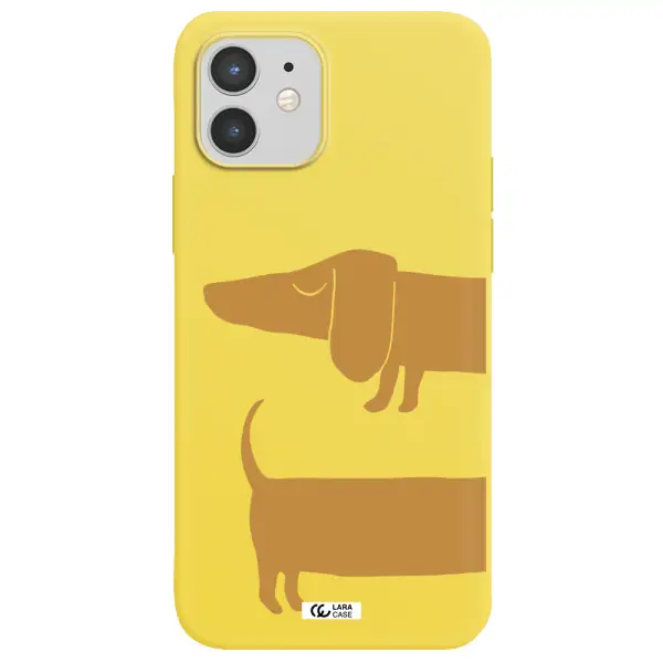 Dachshund Apple iPhone 12 mini Silicone canary yellow Case
