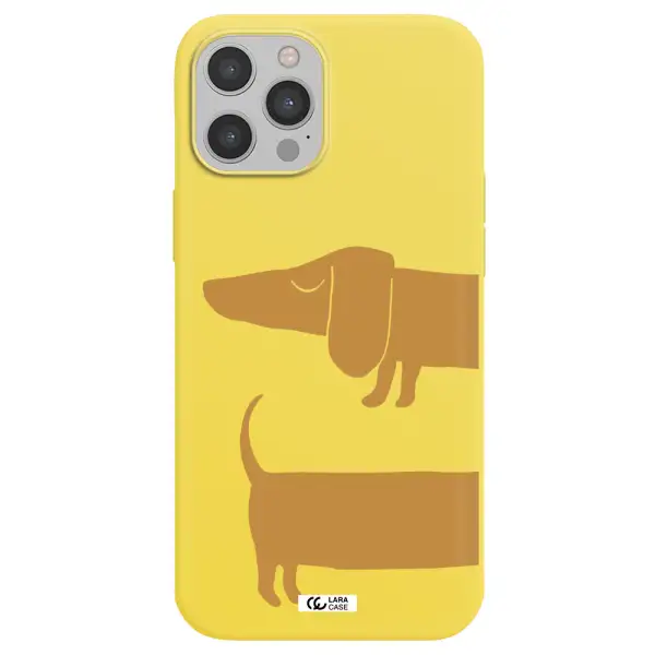 Dachshund Apple iPhone 12 pro max Silicone canary yellow Case