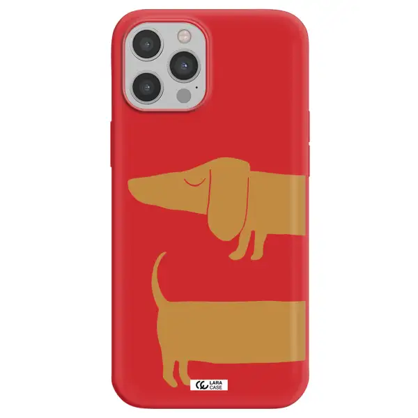 Dachshund Apple iPhone 12 pro Silicone Imperial Red Case