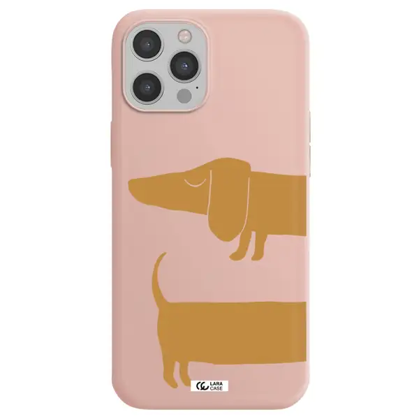 Dachshund Apple iPhone 12 pro Silicone pastel pink Case