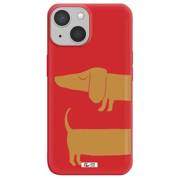 Dachshund Apple iPhone 13 mini Silicone Imperial Red Case