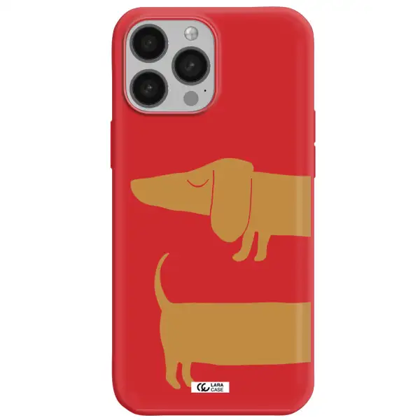 Dachshund Apple iPhone 13 Pro Max Silicone Imperial Red Case