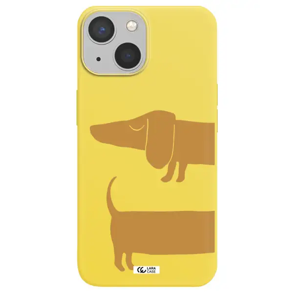 Dachshund Apple iPhone 13 Silicone canary yellow Case