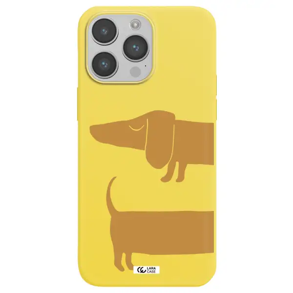 Dachshund Apple iPhone 14 pro max Silicone canary yellow Case