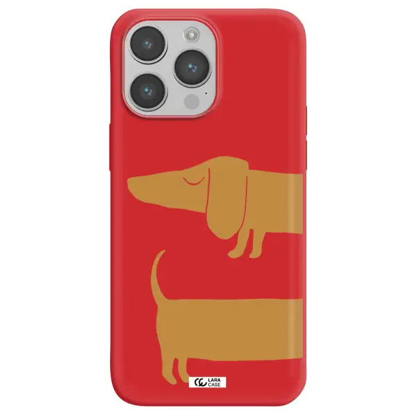 Dachshund Apple iPhone 14 pro Silicone Imperial Red Case