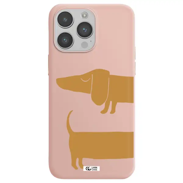 Dachshund Apple iPhone 14 pro Silicone pastel pink Case