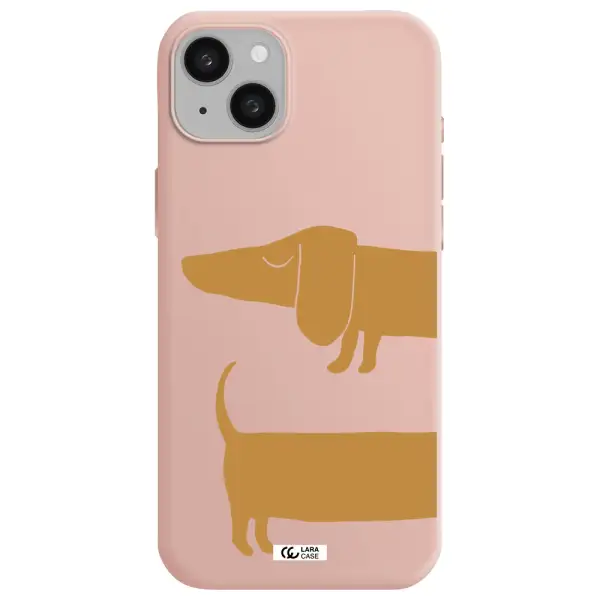 Dachshund Apple iphone 15 plus Silicone pastel pink Case