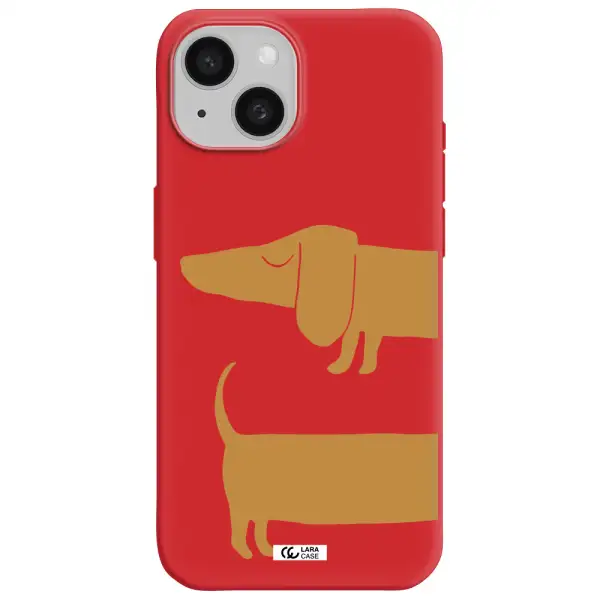 Dachshund Apple Iphone 15 Silicone Imperial Red Case