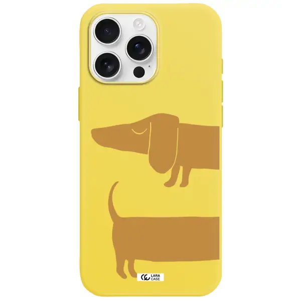 Dachshund Apple Iphone 16 Pro Max Silicone Canary Yellow Case