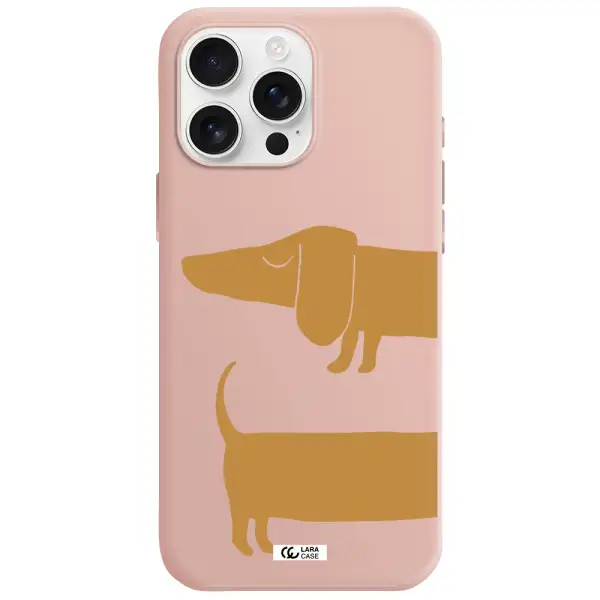 Dachshund Apple Iphone 16 Pro Max Silicone Pastel Pink Case