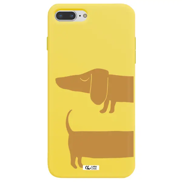 Dachshund Apple iPhone 8 plus Silicone canary yellow Case