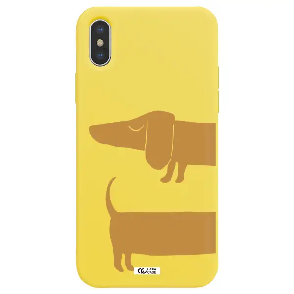 Dachshund Apple iPhone XS max Silicone canary yellow Case
