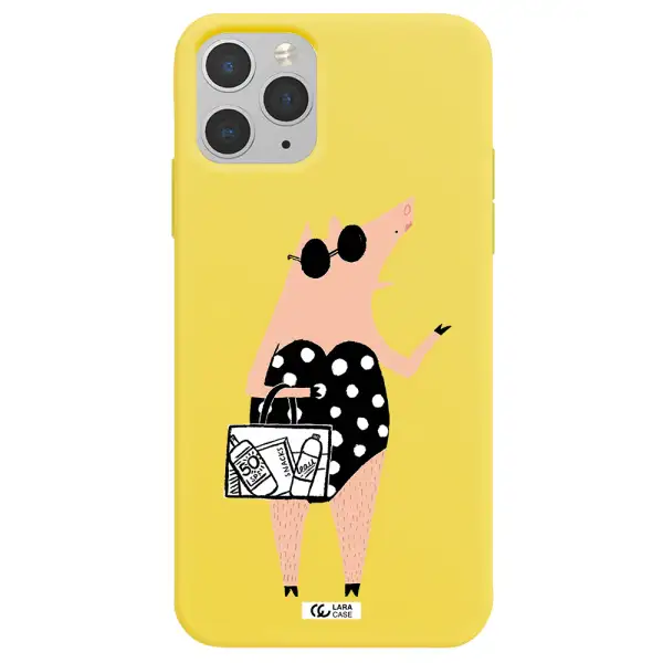 Lady Pig Apple iPhone 11 pro max Silicone canary yellow Case