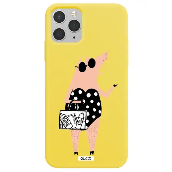 Lady Pig Apple iPhone 11 pro Silicone canary yellow Case
