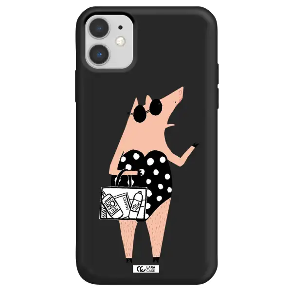 Lady Pig Apple iPhone 11 Silicone black Case