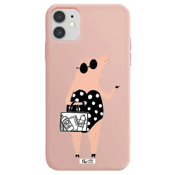 Lady Pig Apple iPhone 11 Silicone pastel pink Case