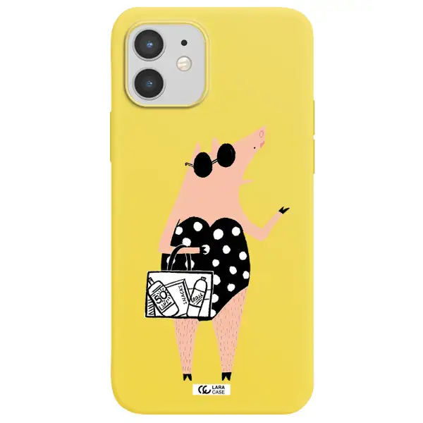Lady Pig Apple iPhone 12 mini Silicone canary yellow Case