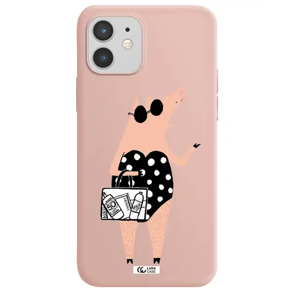 Lady Pig Apple iPhone 12 mini Silicone pastel pink Case