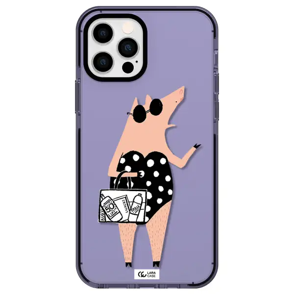 Lady Pig Apple iPhone 12 pro impact Lilac Case