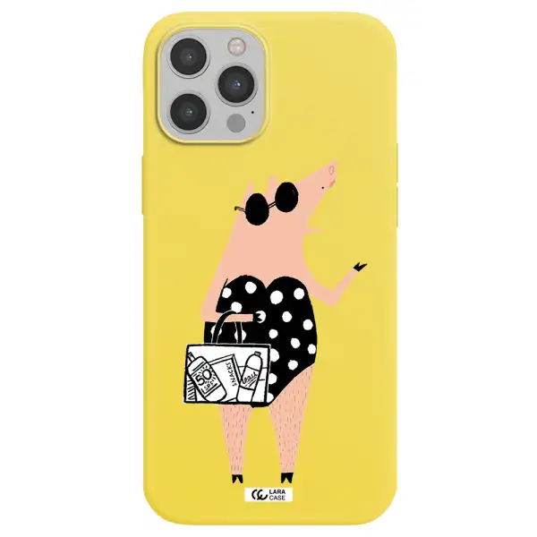 Lady Pig Apple iPhone 12 pro Silicone canary yellow Case