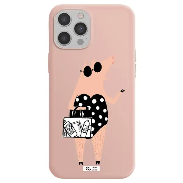 Lady Pig Apple iPhone 12 pro Silicone pastel pink Case