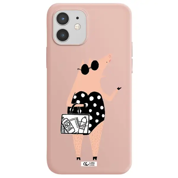 Lady Pig Apple iPhone 12 Silicone pastel pink Case
