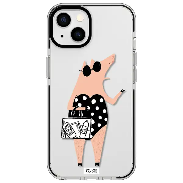 Lady Pig Apple iPhone 13 impact black border Case