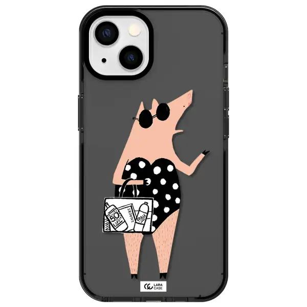 Lady Pig Apple iPhone 13 impact Smoke Black Case
