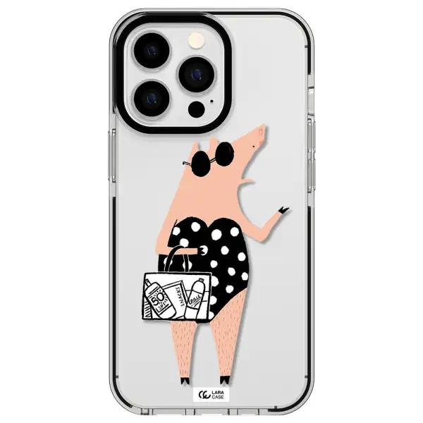 Lady Pig Apple iPhone 13 Pro impact black border Case
