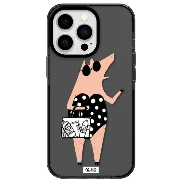 Lady Pig Apple iPhone 13 Pro impact Smoke Black Case