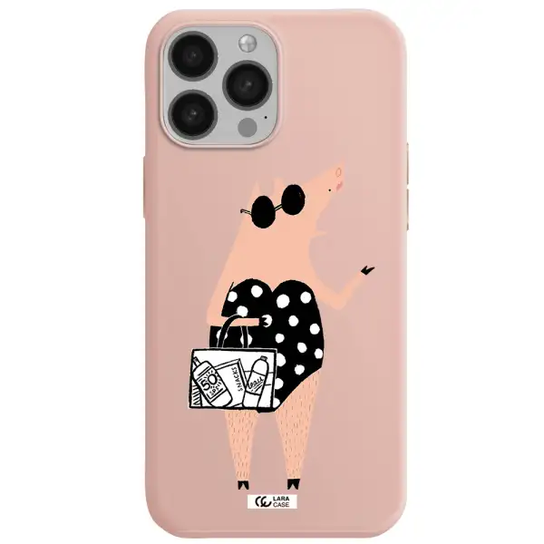 Lady Pig Apple iPhone 13 Pro Max Silicone pastel pink Case