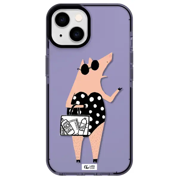 Lady Pig Apple iPhone 14 impact Lilac Case