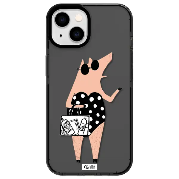 Lady Pig Apple iPhone 14 impact Smoke Black Case
