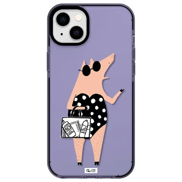 Lady Pig Apple iPhone 14 plus impact Lilac Case