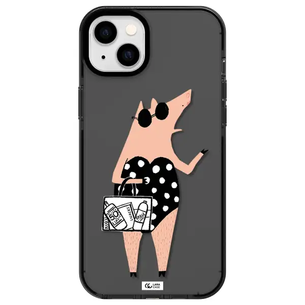 Lady Pig Apple iPhone 14 plus impact Smoke Black Case