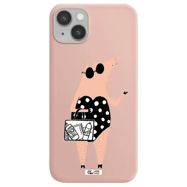 Lady Pig Apple iPhone 14 plus Silicone pastel pink Case