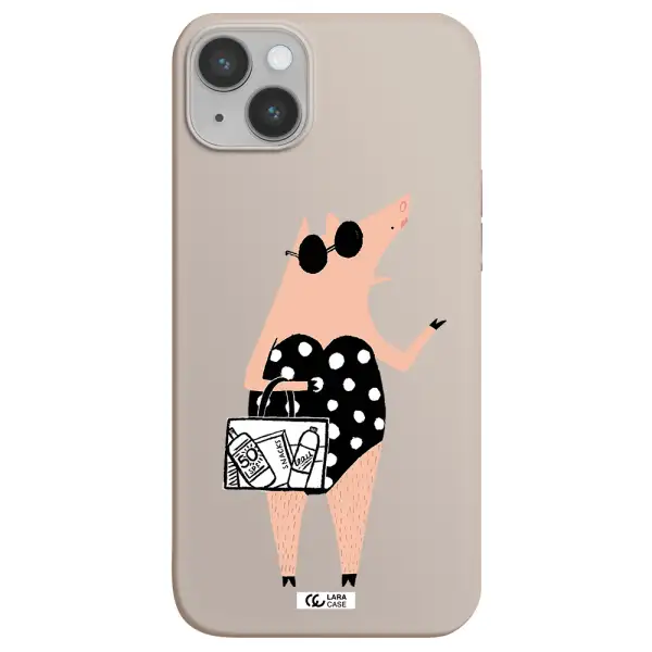 Lady Pig Apple iPhone 14 plus Silicone Stone Case