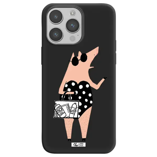Lady Pig Apple iPhone 14 pro max Silicone black Case