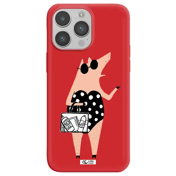Lady Pig Apple iPhone 14 pro Silicone Imperial Red Case