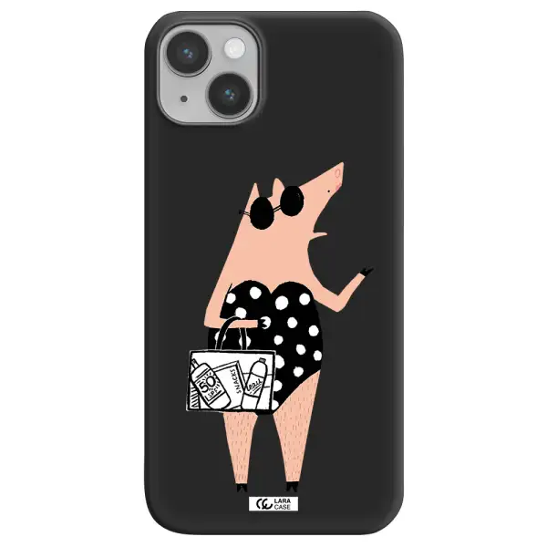 Lady Pig Apple iPhone 14 Silicone black Case