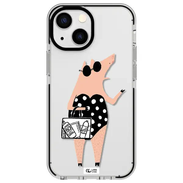 Lady Pig Apple iPhone 15 impact black border Case