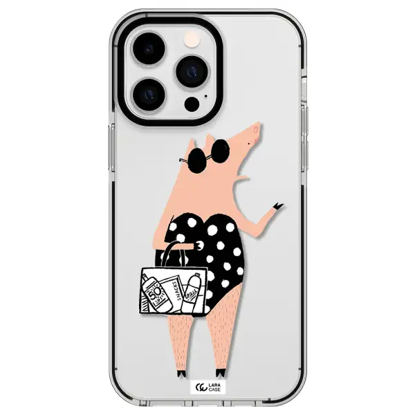 Lady Pig Apple iPhone 15 Pro impact black border Case