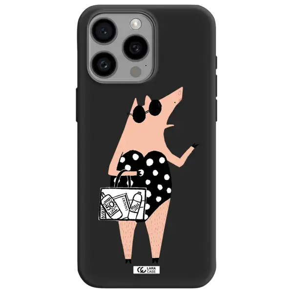 Lady Pig Apple Iphone 15 Pro max Silicone black Case