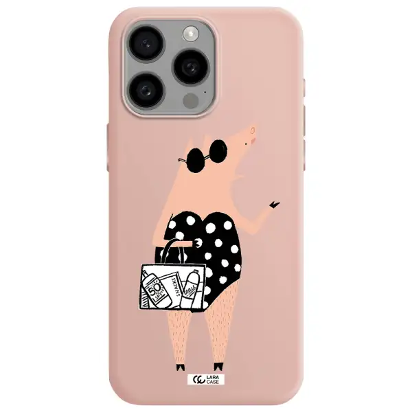 Lady Pig Apple Iphone 15 Pro max Silicone pastel pink Case